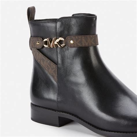 michael michael kors farrah logo detail leather flat booties|MICHAEL MICHAEL KORS FARRAH FLAT BOOTIE .